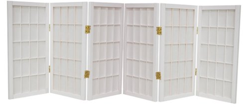 2ft. Window Pane Desktop Japanese Shoji Privacy Screen Room Divider - 6 Panel White
