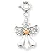 14k White Gold Filigree Angel with Heart Charm title=