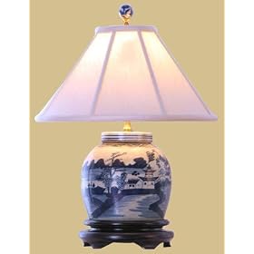 Classic Traditional Formal Bedside Desktop - 20" Ming Blue & White Jar Oriental Style Fine Table Lamp