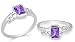 Radiant Cut Amethyst Ring Sterling Silver