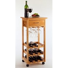 Light Oak Wine Cart by Winsome