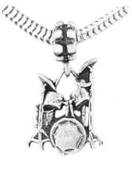 Sterling Silver One Sided Drum Set Dangle Bead Charm