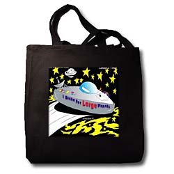 UFO With Warning Bumper Sticker - Black Tote Bag 14w X 14h X 3d