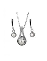 XiangGang ShaoGi 18k White Gold, Round Diamond Ball Fashion Sets, White And Baby Purple - 18 inch