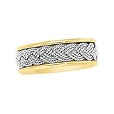 14K Two-Tone Gold Hand-Woven Wedding Band For Men and Women - Sizes 5 - 12.5