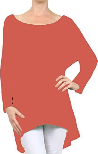 Women's Rayon Span High Low Tunic,Small,Rust
