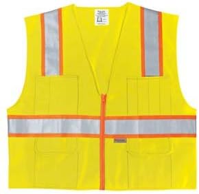 River City SURVL Class II Lime Surveyors Vest with Reflective Stripes and Multiple Pockets, Size XLarge