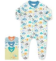 3 Pack Pure Cotton Boat Print All-In-Ones