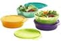 Tupperware Microwaveable Cereal Bowl Set: Passion Fruit Purple, Parrot Green, Goldenberry Orange, and Toucan Teal