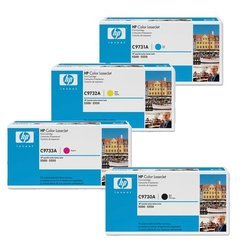 Genuine HP Laser Toner Cartridge Value Pack, Full Set of 4, Black, Cyan, Yellow, Magenta, C9730A, C9731A, C9732A, C9733A, Colour Laserjet 5500 Series.