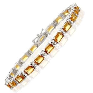 OCTAGON CITRINE & DIAMOND 14K BRACELET 12.92 CTS by 