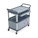 Rubbermaid Commercial HDPE Service Cart with Lockable Doors and Sliding Drawers, 2 Shelves, Gray, 300 lbs Load Capacity, 37-13/16" Height, 40-5/8" Length x 20" Width