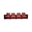 4 Seat Burgundy Leather Theatre Seating By Wholesale Interiors