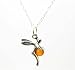 Sterling Silver Fairy Amber Pendant On An 18