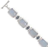 7+1.5 Extension Chalcedony and Blue Topaz Toggle Bracelet