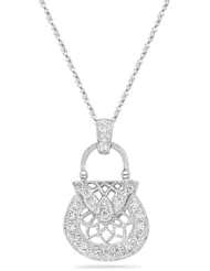 0.16 Cts Diamond Purse Pendant in 18K White Gold