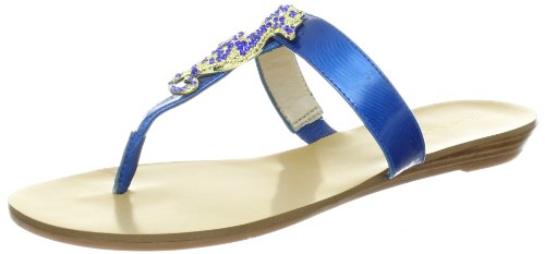 Nine West Women's Wits Thong Sandal,Blue Synthetic,5 M US