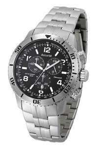 Accurist MB737B Gents Chronograph Stainless Steel Bracelet Watch With Black Dial
