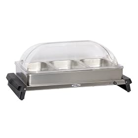 BroilKing NBS-3RT Professional Triple Buffet Server with Rolltop Lids by Broil King