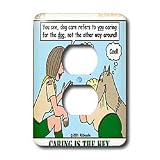 Rich Diesslins Funny KNOTS Scouting Cartoons - Caring is the Key - Dog Care - Light Switch Covers - 2 plug outlet cover