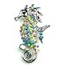 Multi-Color Austrian Rhinestone & Beads Sea Horse Design Silver-Tone Brooch Pin