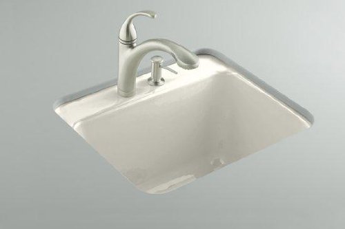KOHLER K-6663-3U-47 Glen Falls Undercounter Utility Sink with Three-Hole Faucet Drilling, Almond