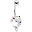 Clear Jeweled Sparkling Splash Dolphin Belly Ring
