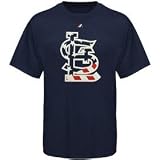 St. Louis Cardinals Stars and Stripes Logo T-Shirt by Majestic Athletic - Navy Medium