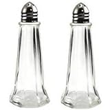 1 oz. (Ounce) Classic Tower Style Salt & Pepper Shaker, Restaurant Shakers, Chrome Top, Glass Body - Set of 2