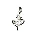 Lab Diamond .925 Fine Sterling Silver Heart Designed Pendant Necklace with Rhdoium Plated on delicate sterling silver chain.