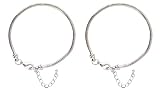 Two (2) Starter Master Bracelets for Pandora, Troll, Biagi and Charmilia Style Beads - Removable Lobster Claw - Beads Won't Fall Off + 1-1/2