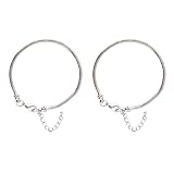 Two (2) Starter Master Bracelets for Pandora, Troll, Biagi and Charmilia Style Beads - Removable Lobster Claw - Beads Won't Fall Off + 1-1/2" Extension Chain - Silver Tone Metal (8-1/2") (FB184)