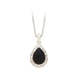 Sterling Silver and Teardrop Shaped Black Onyx Pendant with Chain