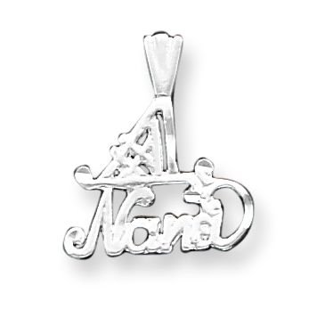 Sterling Silver Diamond Cut #1 Nana Pendant with 20 inch Sterling Silver Chain