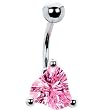 Silver 925 Rose Wavy Cubic Zirconia Trillion Belly Ring