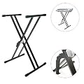 NEW 2012 IMPROVED Heavy Duty & High Quality Double Braced Keyboard Stand with Quick Release Handle Mechanism - [[ EXTRA STRONG Double X Structure ]] - Padded Keyboard Supports & Height Adjustable + FREE 2 YEAR WARRANTY