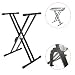 NEW 2012 IMPROVED Heavy Duty & High Quality Double Braced Keyboard Stand with Quick Release Handle Mechanism - [[ EXTRA STRONG Double X Structure ]] - Padded Keyboard Supports & Height Adjustable + FREE 2 YEAR WARRANTY