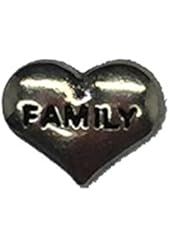 Silver FAMILY Heart Floating Charm