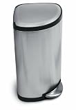 from Simplehuman simplehuman Corner Pedal Bin with Fingerprint-Proof Brushed Stainless Steel Finish, 38 L Model CW1845