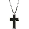 Stainless Steel Men's Cross Pendant Necklace w/ Black Inlay