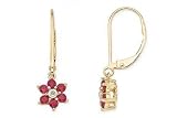 5/8 Carat Ruby and Diamond 14K Gold Flower Earrings
