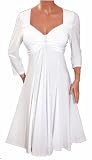 FUNFASH WHITE ¾ SLEEVES EMPIRE WAIST COCKTAIL DRESS NEW Plus Size Made in USA