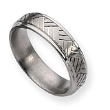 Contemporary Titanium Basket Weave Design 6mm Satin and Polished Band Size 6-13 - by Chisel