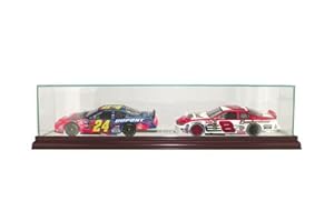Glass Double NASCAR Display Case with Cherry Wood Molding