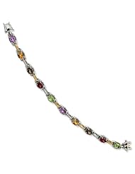 Sterling Silver with 14k Yellow Gold 8.12tw Multi Gemstone 7.5in Bracelet