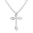 14k White Gold Diamond Cross Pendant with Chain (0.14 cttw, G-H, SI)
