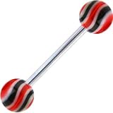 Radical Red Black HYPNOTIC Barbell Tongue Ring - B0002SPHFI