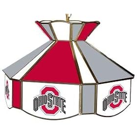Ohio State OSU Buckeyes Stained Glass Billiard Pool Table Swag Light Lamp