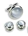 Tuxedo Cufflinks and Studs - Light Cats Eye in Silver Setting