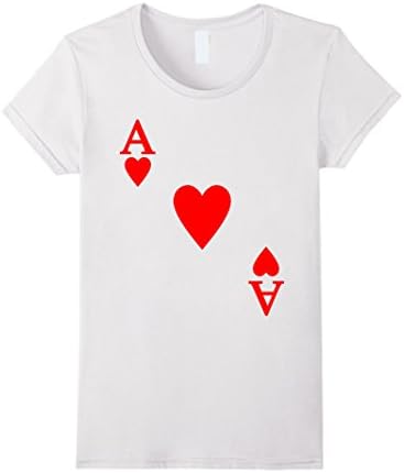 Women's Ace of Heart Halloween Costume T-shirt Small White